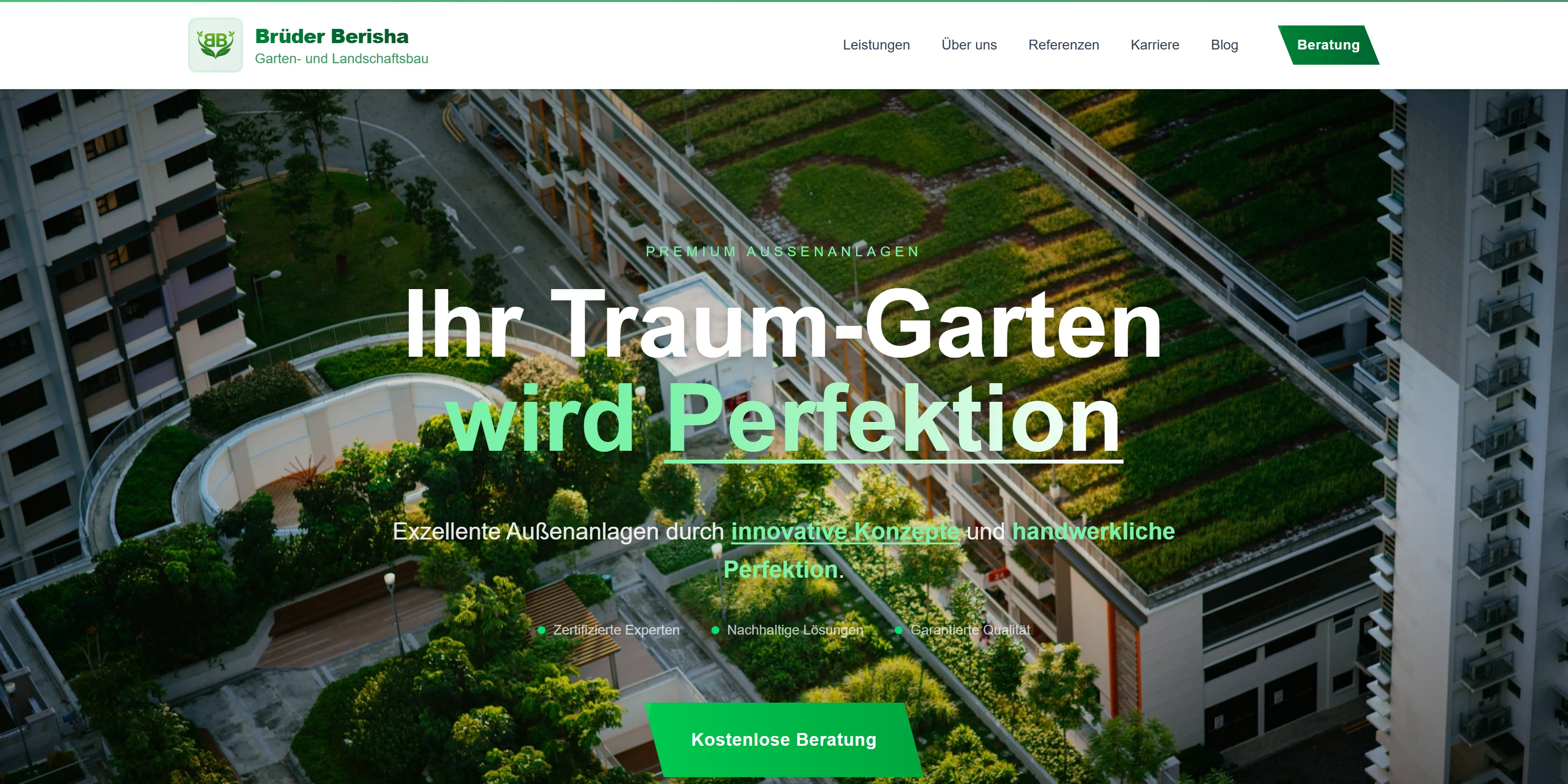 Live-Startseite des Website-Projekts Brüder Berisha